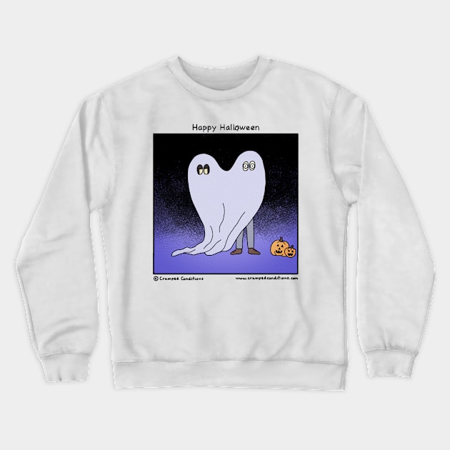 Happy Halloween Ghost Crewneck Sweatshirt by crampedconditions